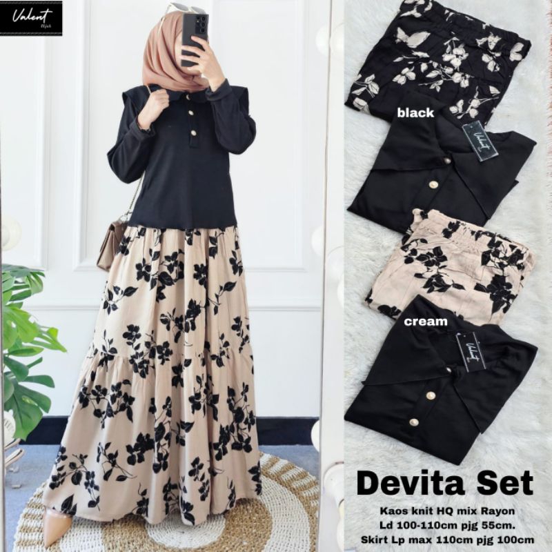 Baju Setelan Wanita Terbaru Devita Set Jumbo XXL Bahan Knit HQ Premium Baju Wanita Fashion Muslim Or