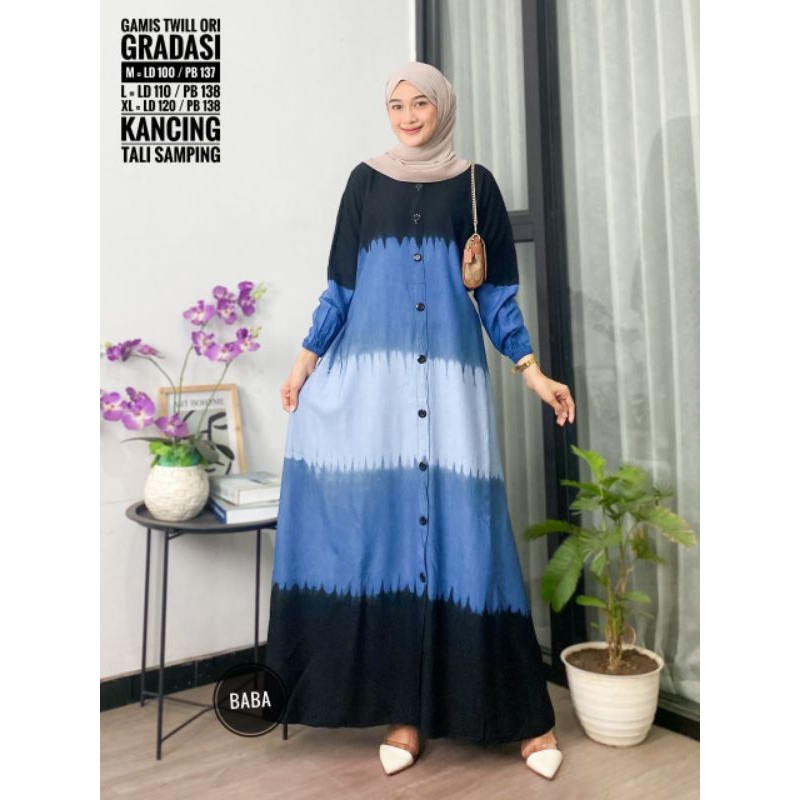 Gamis Twill Ori Motif Gradasi Warna