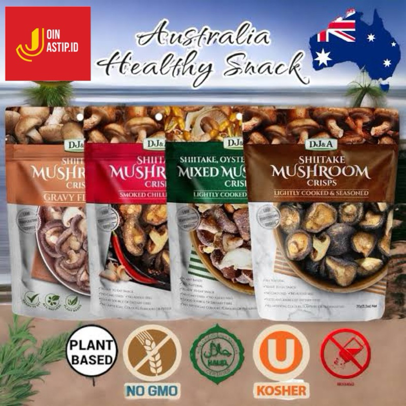 

Dj&A Shitake Mushroom keripik jamur kering 30gr - Snack Import Australia