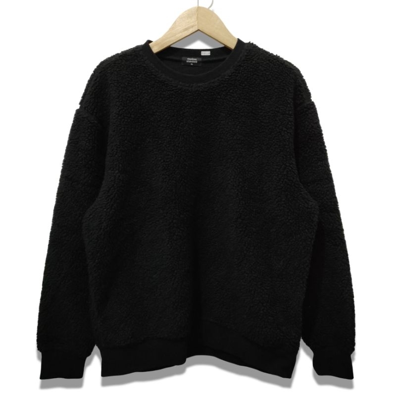 Sweater Hoodie Sherpa Hitam Polos Tebal Unisex
