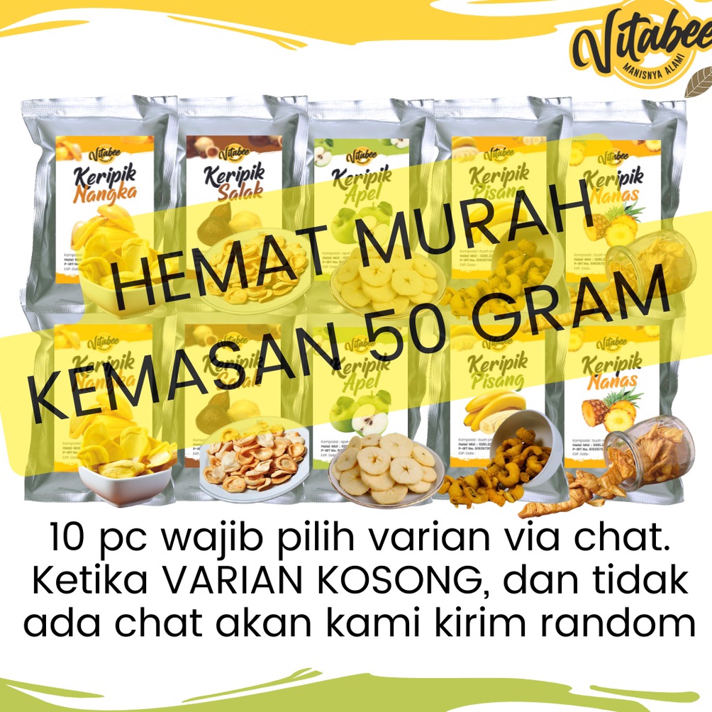 

PAKET INSTAN HEMAT MURAH 1pcs Kripik Buah Varian Mix Nangka Apel Rambutan Mangga Nanas Salak Vitabee