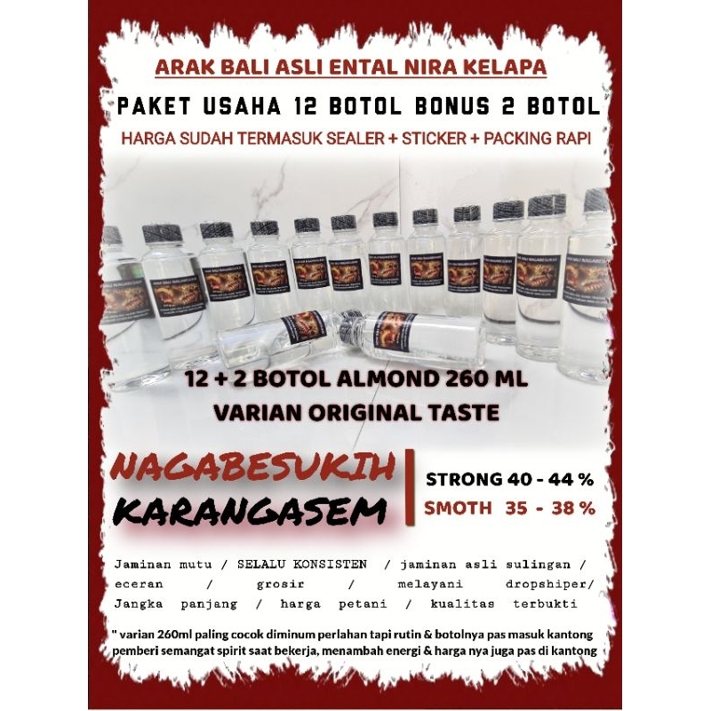 

[paket ori kecil] paket 12+2 botol 260ml ORIGINAL herbal naga besukih asli bali