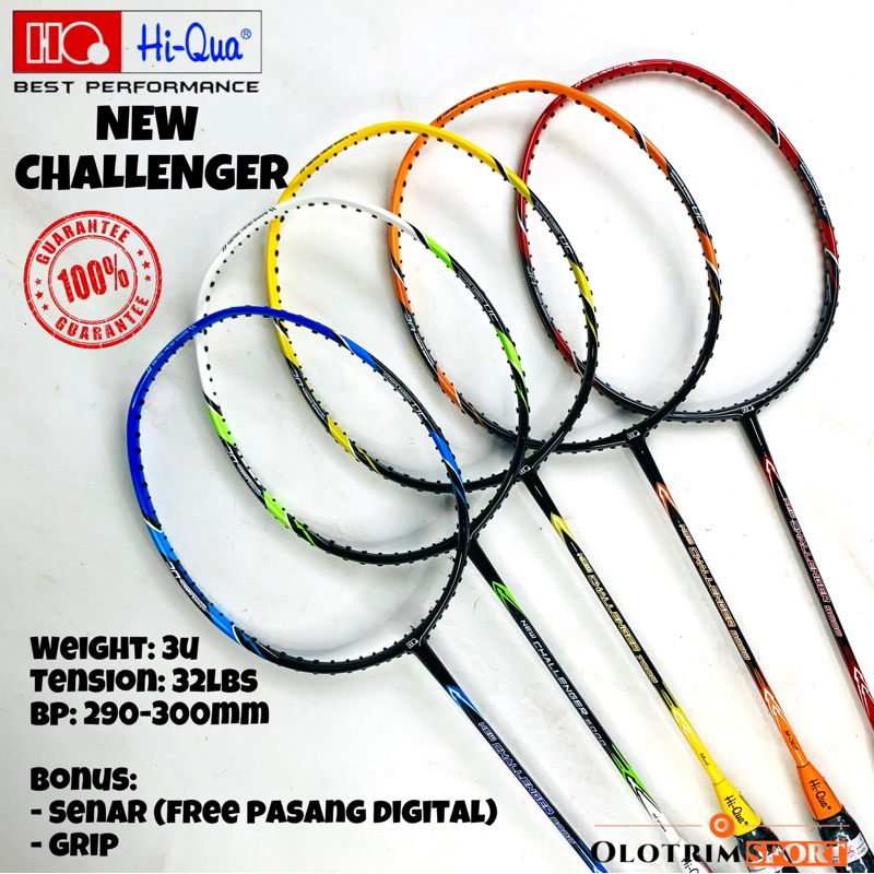 [Free Pasang Senar] Raket Badminton HiQua New Challenger 5000, 6000, 7000, 8000, 9000 Hi Qua Hi-Qua