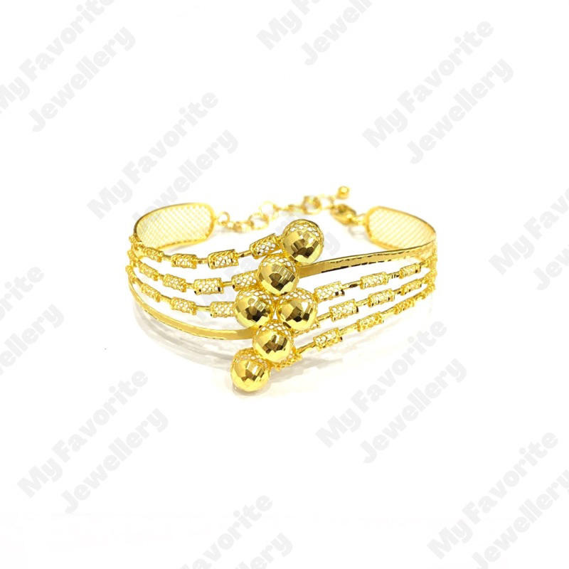 Gelang Krawang Bola Boba Emas Asli Kadar 700 16K