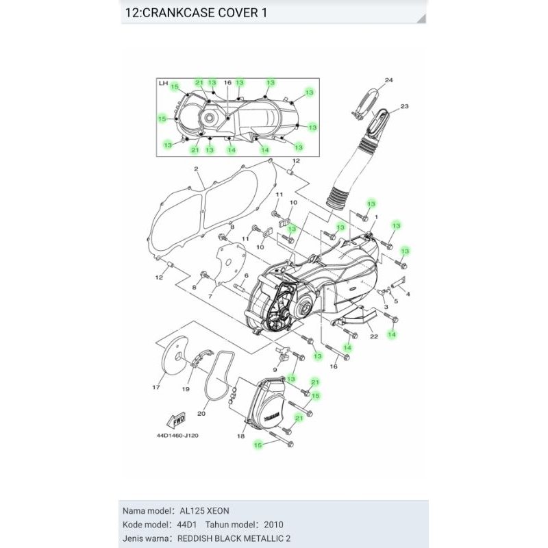 BAUT CVT SET XEON KARBU XEON RC XEON GT 125 ORIGINAL YAMAHA
