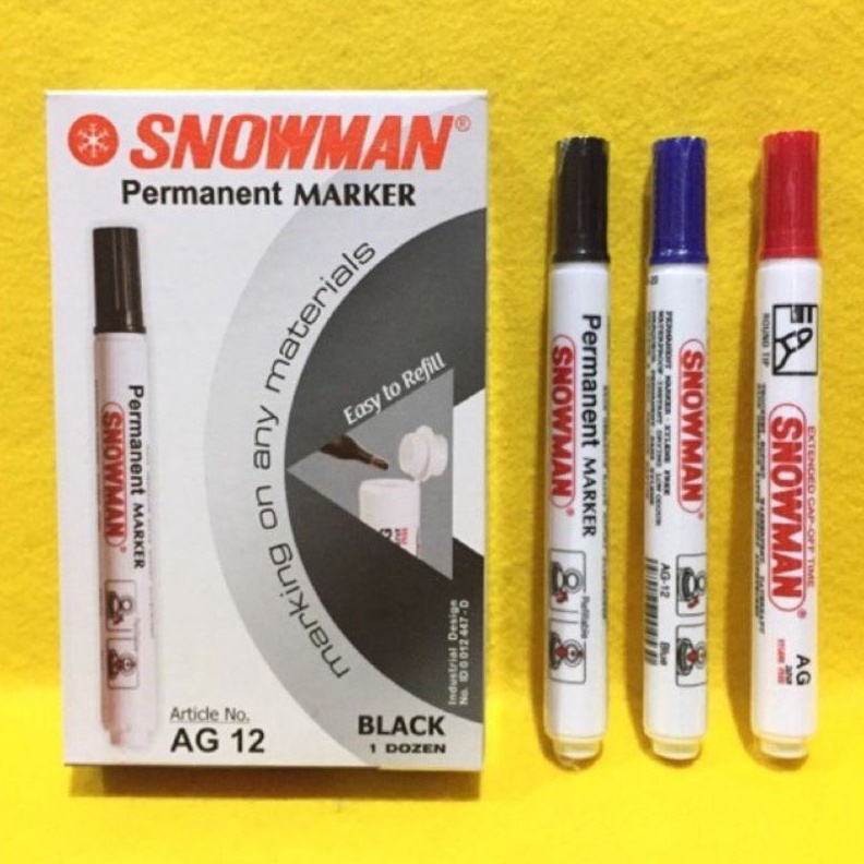 

KUALITAS TERBAIK Spidol Permanent Marker Snowman AG12 Harga Satuan