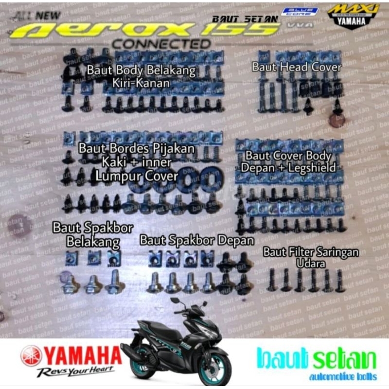 Baut lengkap full body yamaha Aerox/baut fullset body yamaha Aerox original
