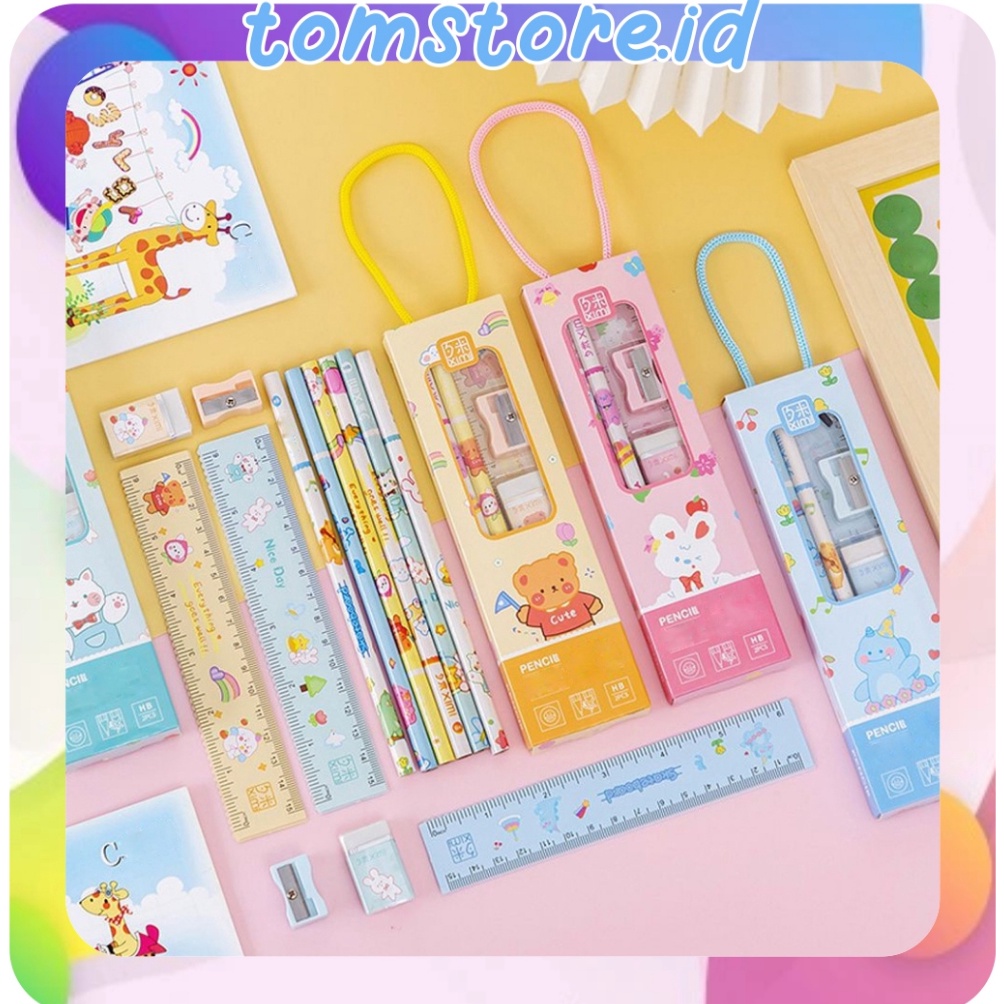 

MURAH TOMSTOREID pensil setSET ALAT TULIS SEKOLAH 5 in 1 KARAKTER LUCU S84