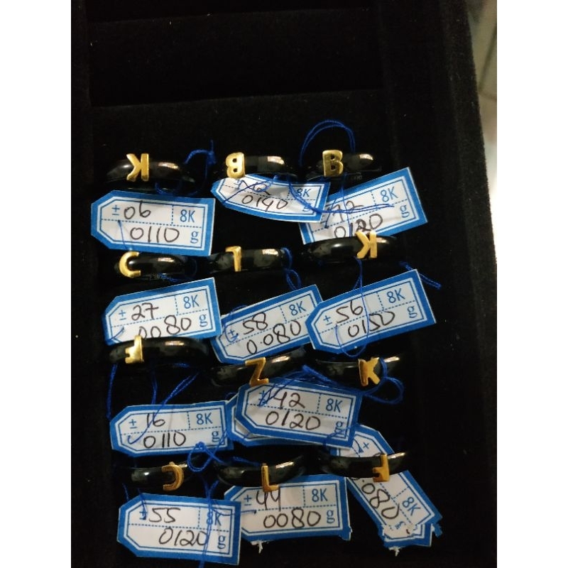 cincin keramik dengan huruf gold 8k
