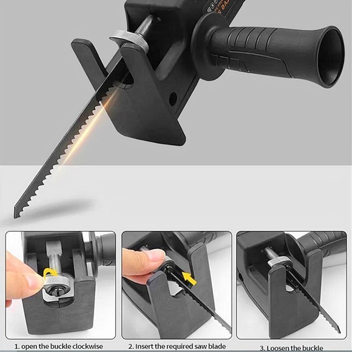 JE.ID Adaptor Bor Ke Gergaji Bor Cordless Mesin Adapter Reciprocating Jigsaw Bor Baterai Mini Tambah