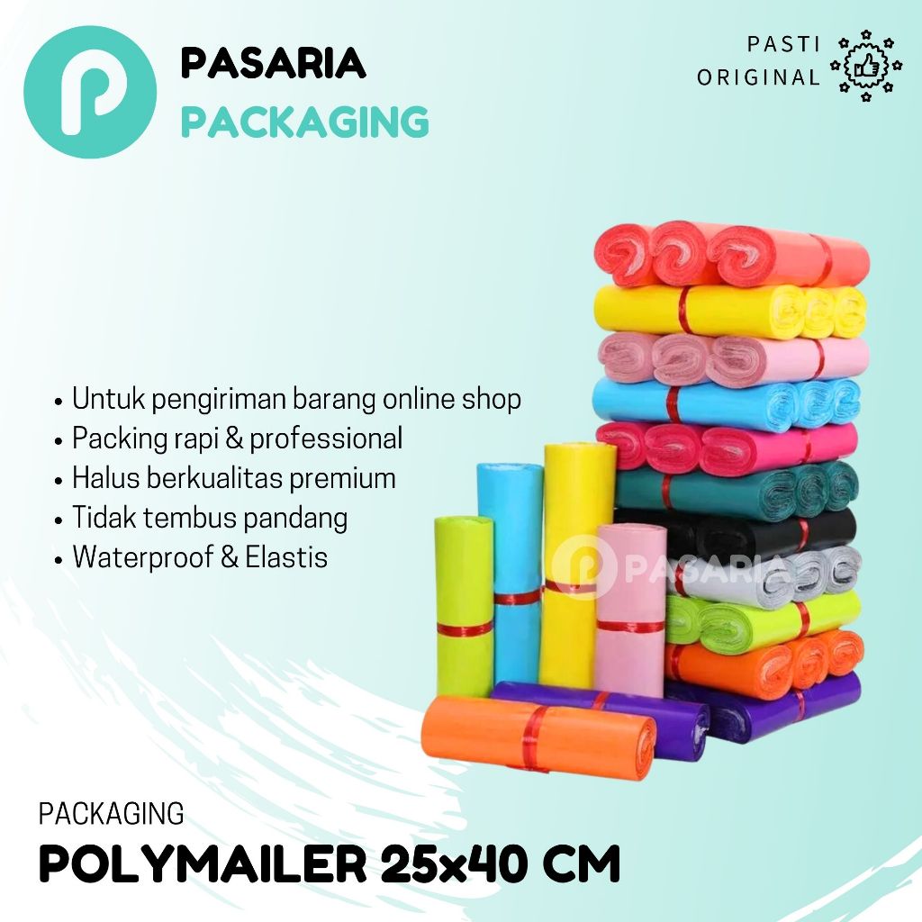 

Plastik Polymailer Warna Warni 25x40 cm untuk Packing Online Shop Perekat Kuat