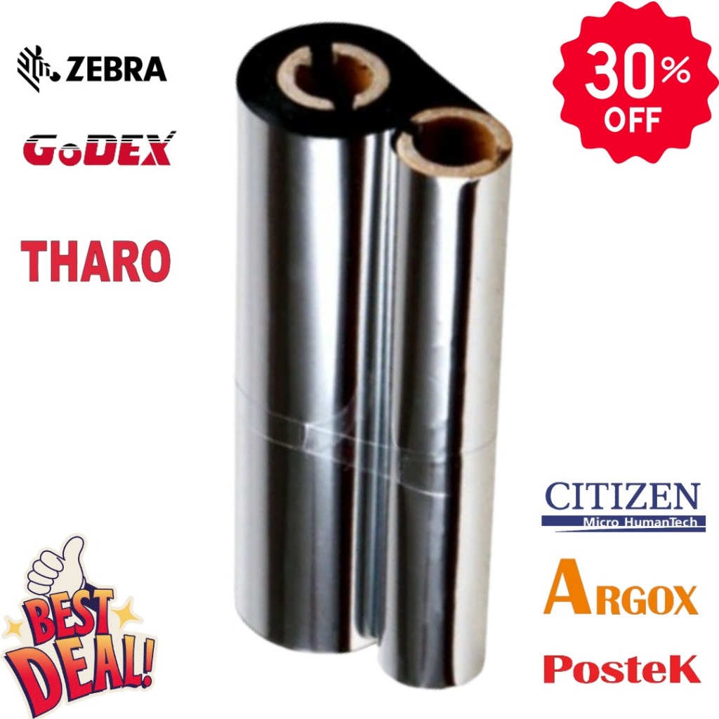 

Wax Resin 110mmx75m 110 x 75 Meter 110x75m Ribbon Printer Barcode Zebra TSC Postek, THARO, GODEX, Honeywell