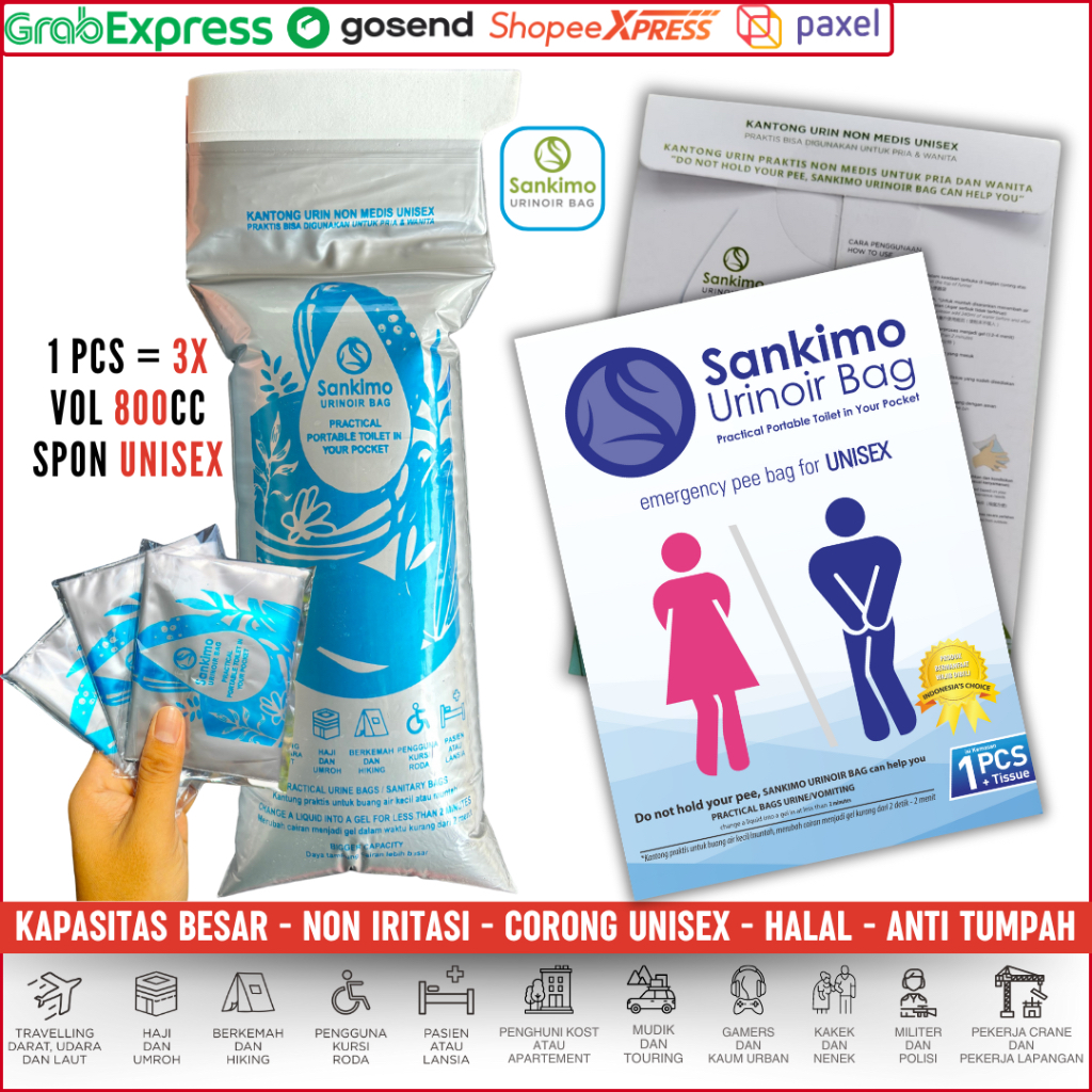 Kantong urine bag sankimo kapasitas besar 1x - 3x Pakai 800 cc