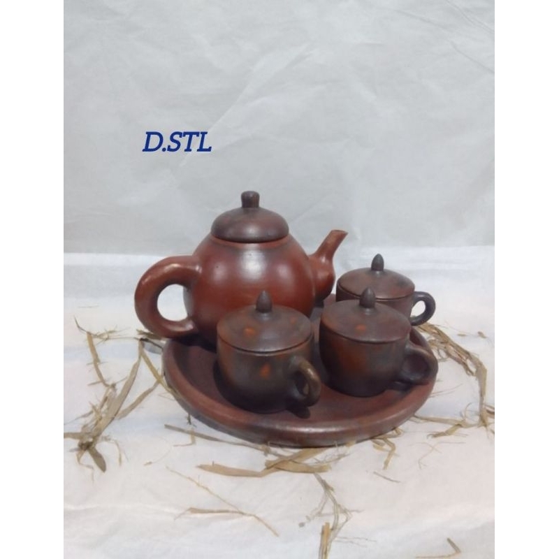 Teko Poci Set Gerabah Cangkir Nampan Tanah Liat