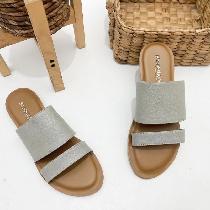 SANDAL WANITA KULIT BHONKSHORS PALANG DUA FLAT
