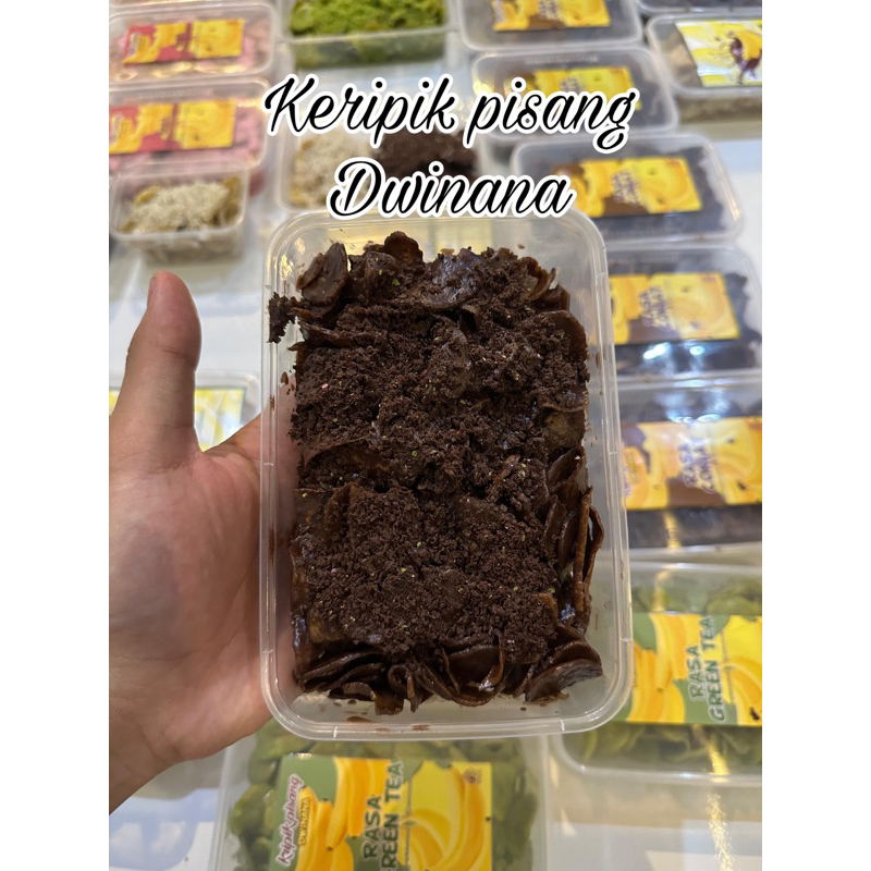 

keripik pisang lumer Dwinana coklat full topping kemasan 250gr fresh