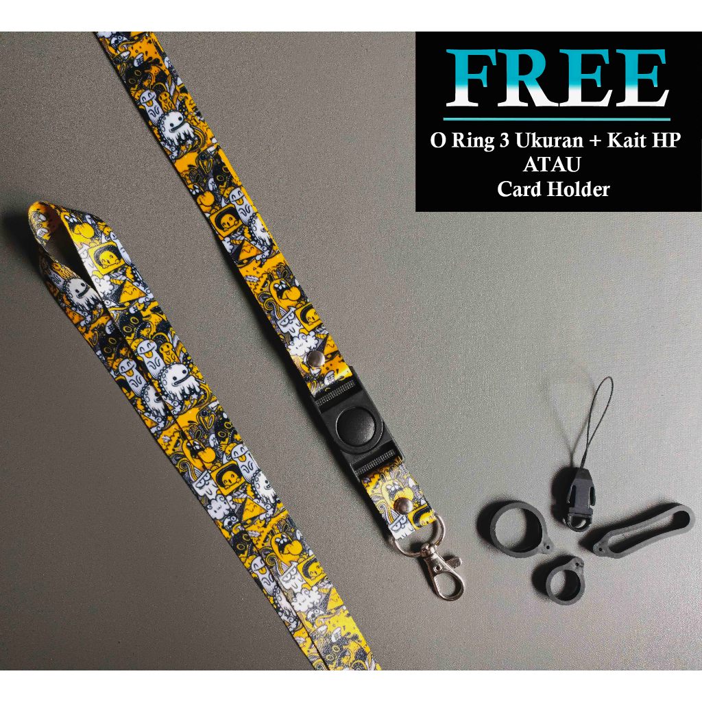 

Lanyard ID Card Doodle Yellow - Tali Gantungan HP - Lanyard Nametag ID Card Doodle Yellow