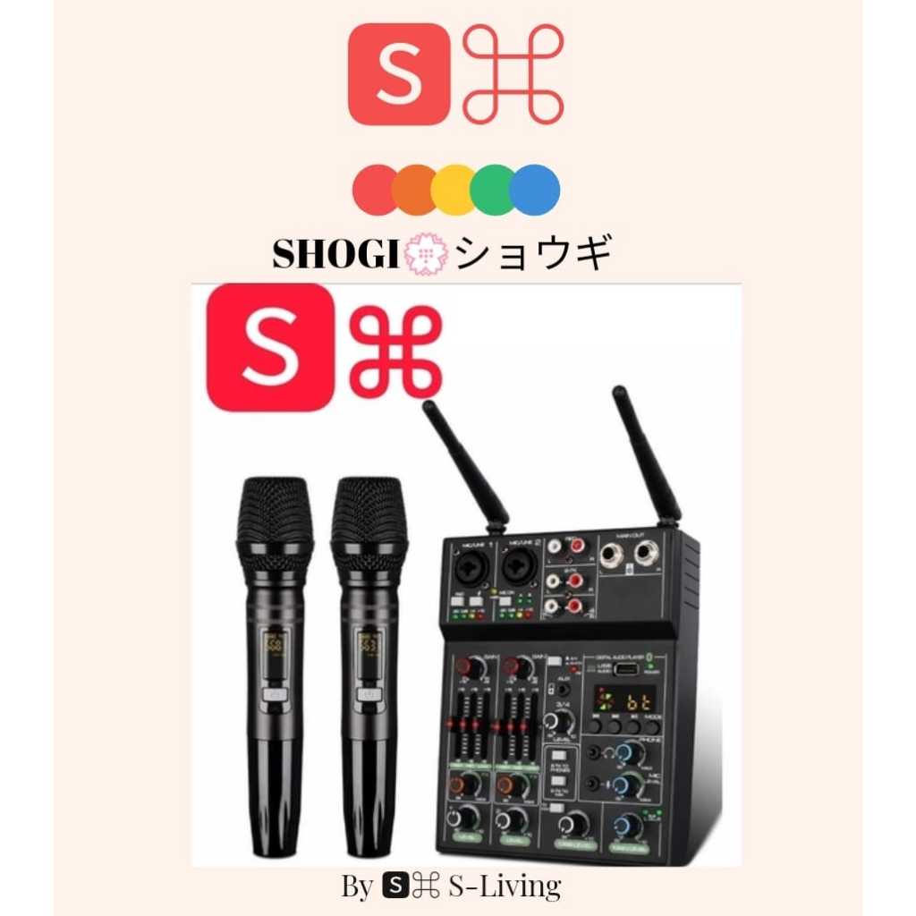 SHOGI ショウギ Audio Mixer Console 5 Channel Bluetooth with 2 Microphone