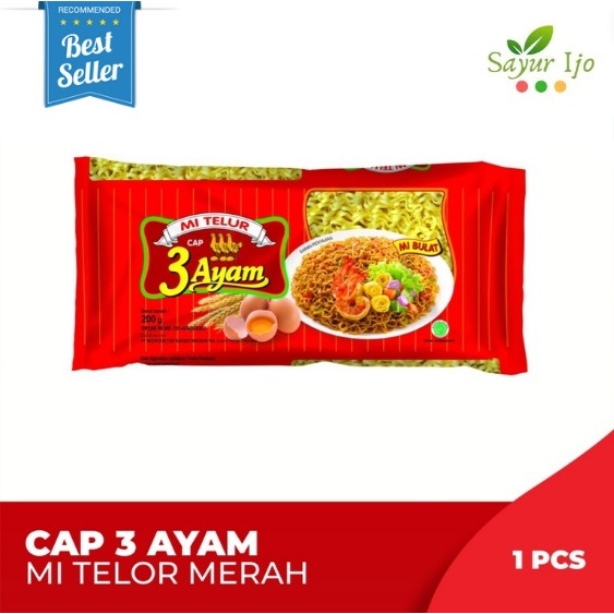 

Mi Telur Cap 3 Ayam MERAH 200 Gram / Pack Mie Telor Instant Noodles