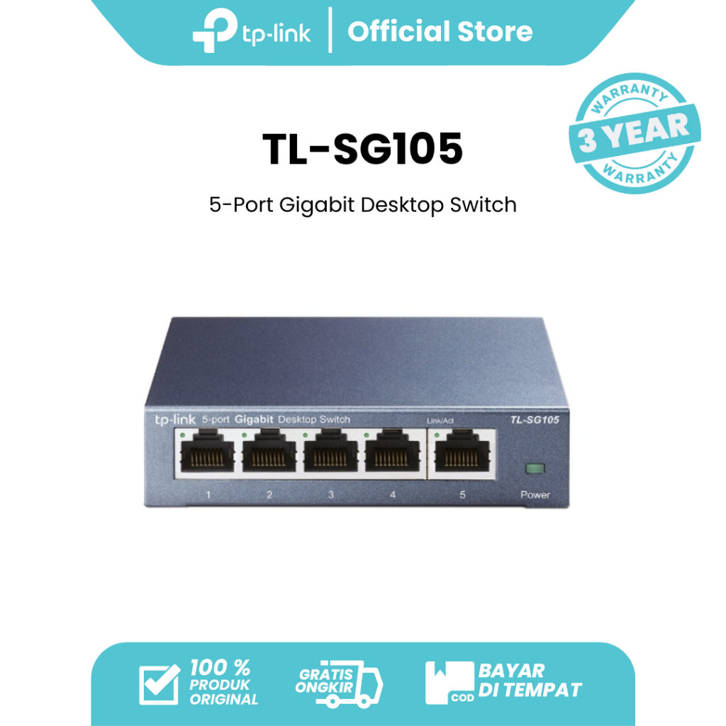 TP-Link TL-SG105 5 Port Gigabit Ethernet Unmanaged Switch Network Hub Splitter Plug & Play Fanless M