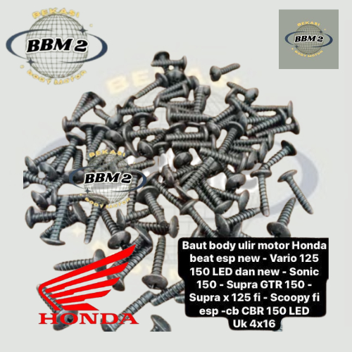 COD - Baut 4X16 body ulir motor Honda beat esp new - Vario 125 150 LED dan new - Sonic 150 - Supra G