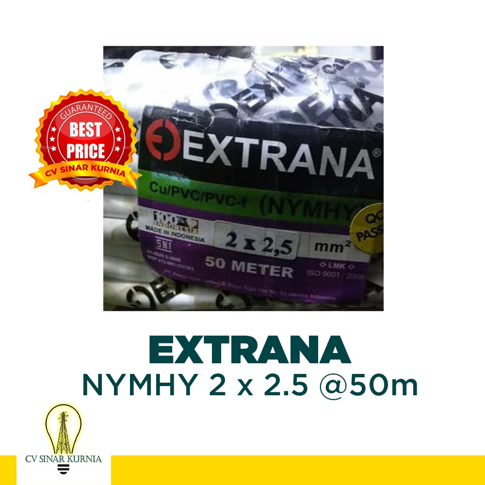 Kabel NYMHY 2x2,5 2x2.5 50M EXTRANA| EXTRANA Kabel Serabut| SNI