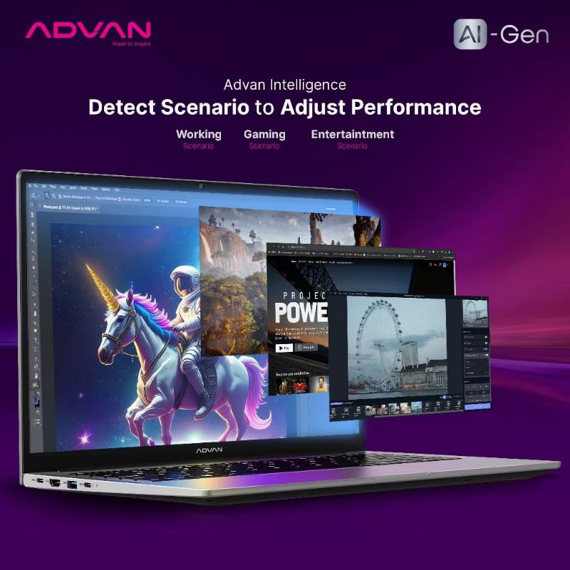 ADVAN AI GEN RYZEN 7 8845HS 16GB 512SSD FHD IPS RADEON 780M 100%SRGB WIN11
