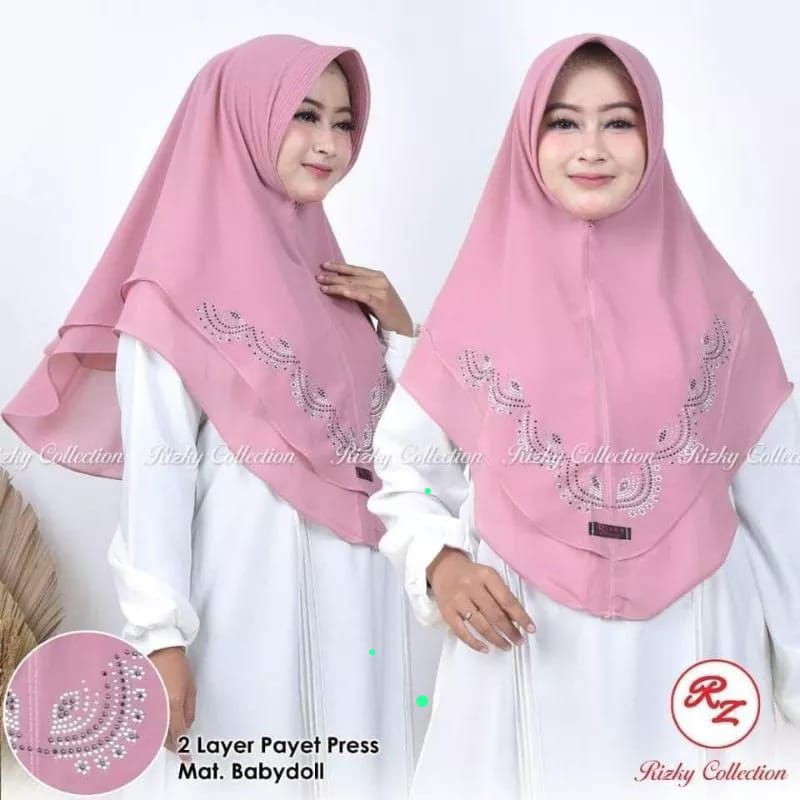 Hibab ceruty 2 layer payet / khimar seruty 2 layer Payet instan