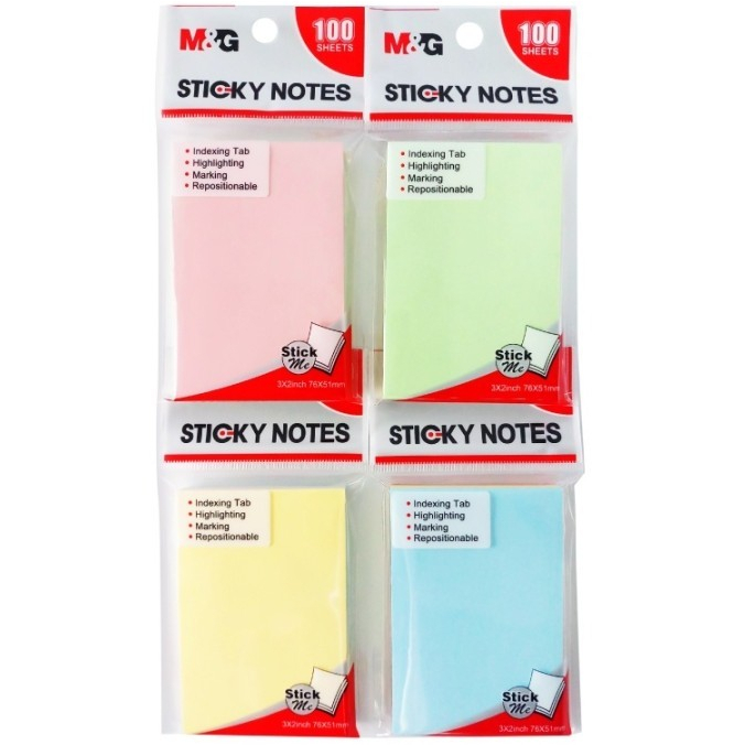 

TBMO M&G 3X2` STICKY NOTES 100S COLORFUL 76X51MM-106219/YS-92