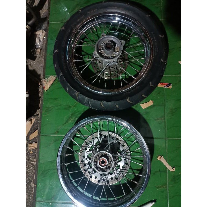 tromol set velg depan belakang kawasaki KLX hole 28