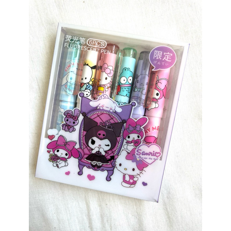 

Stabilo Lucu Sanrio 6 Warna Karakter Melody Kuromi Pochacco Cinnamoroll Hello Kitty Hangyodon