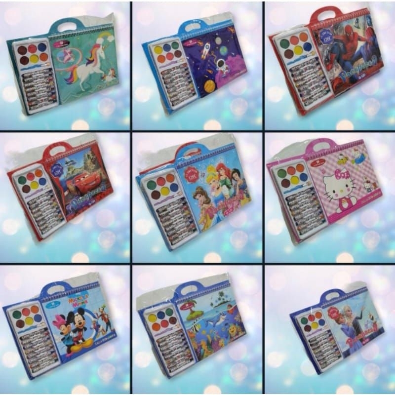 

buku menggambar mewarnai anak + crayon 1 set