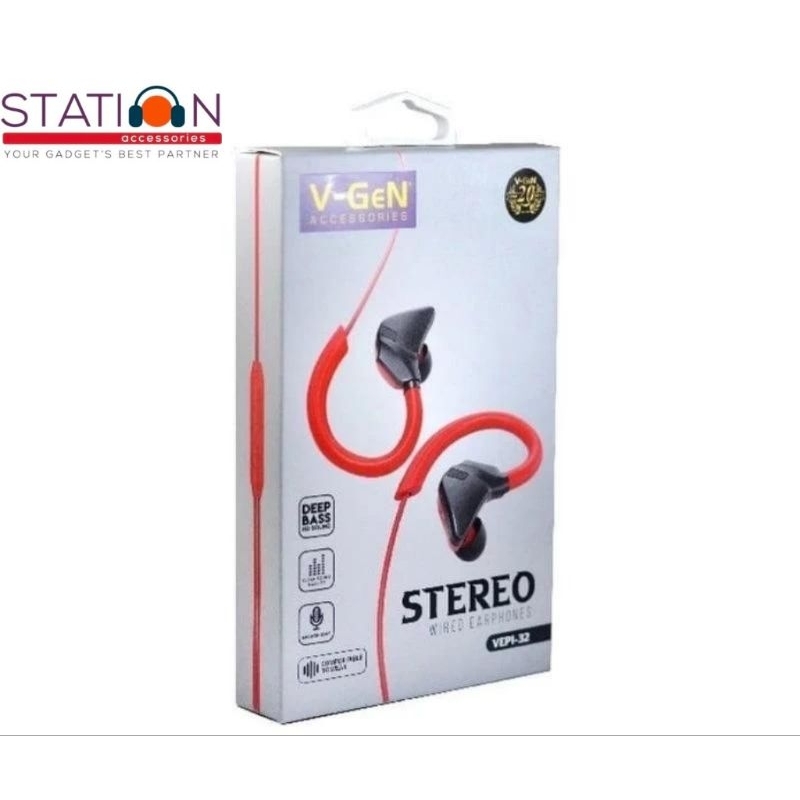 V-gen Earphone V-gen Vep1-32 Headset Handsfree Stereo Wired Earphone Deep Bass