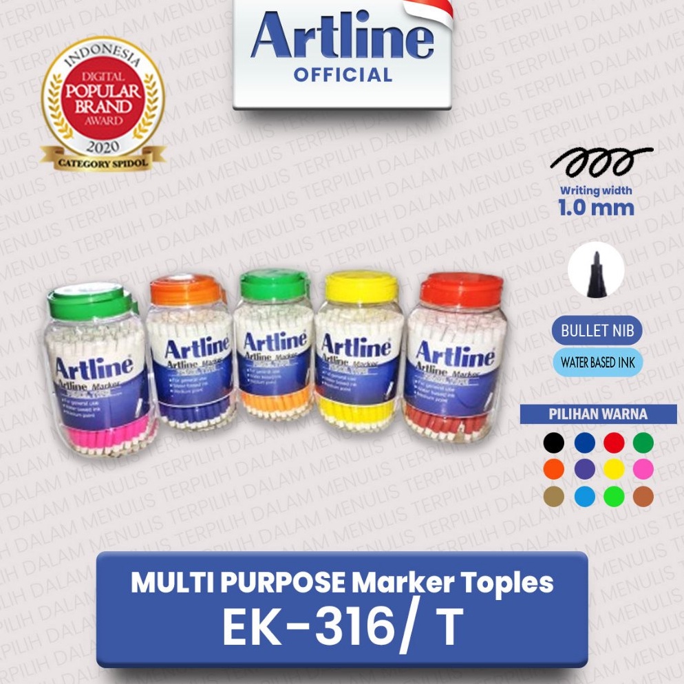 

ARTLINE Spidol Mewarnai Marker Toples EK316 T u H2H2
