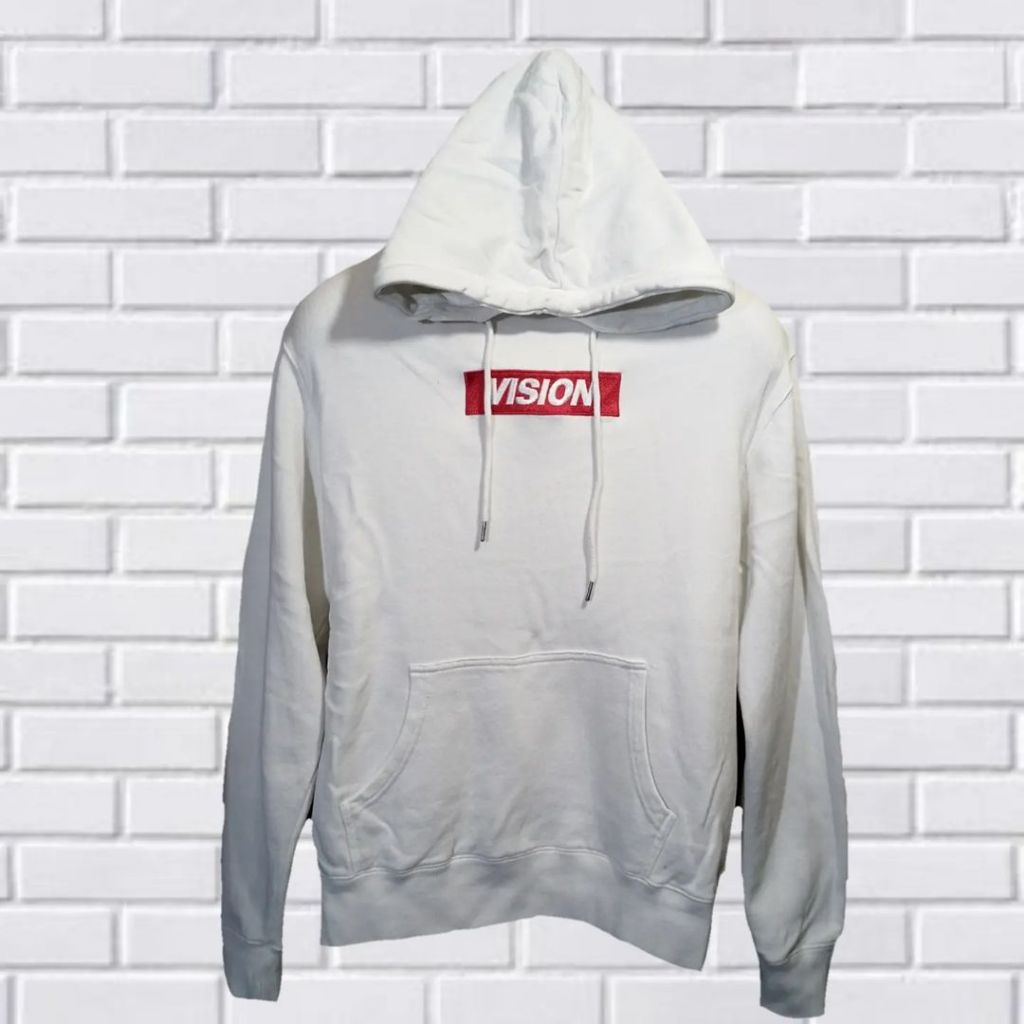 SWEATER HOODIE VISION STREET WEAR , SZ M-L, (SECOND BRANDED) PUTIH, HD0034