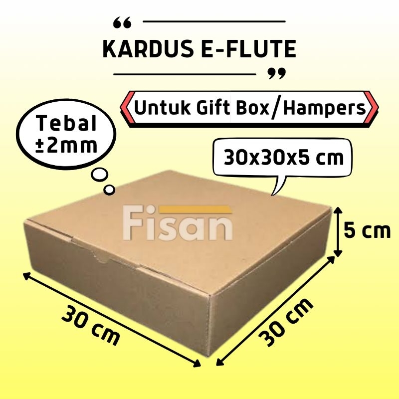 

Kardus E-Flute Dus Box Kotak Hampers Baju Polos 30x30x5 cm