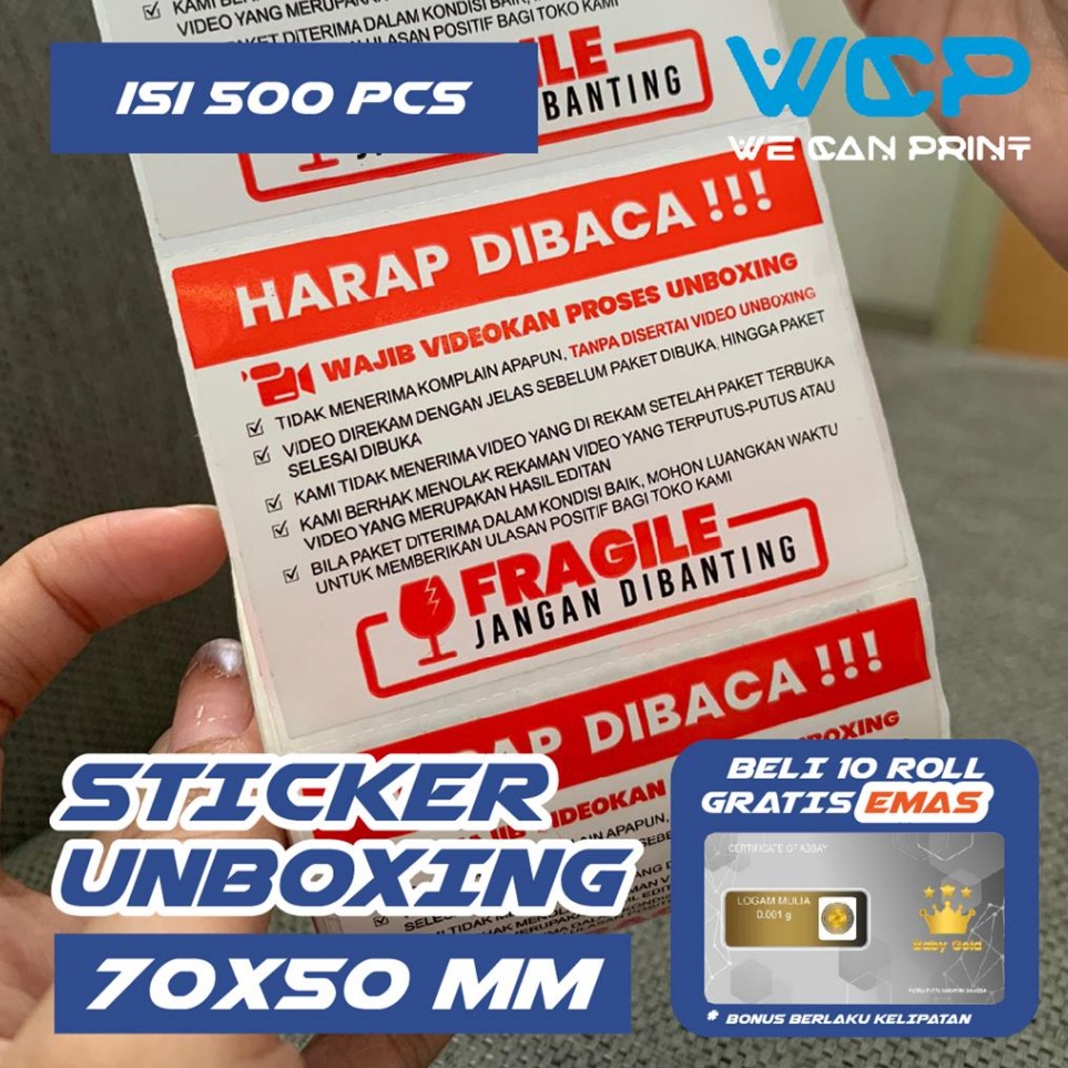 

5 PCS Label Sticker FRAGILE Wajib Video Unboxing Stiker Jangan Dibanting Online Shop a U6D2