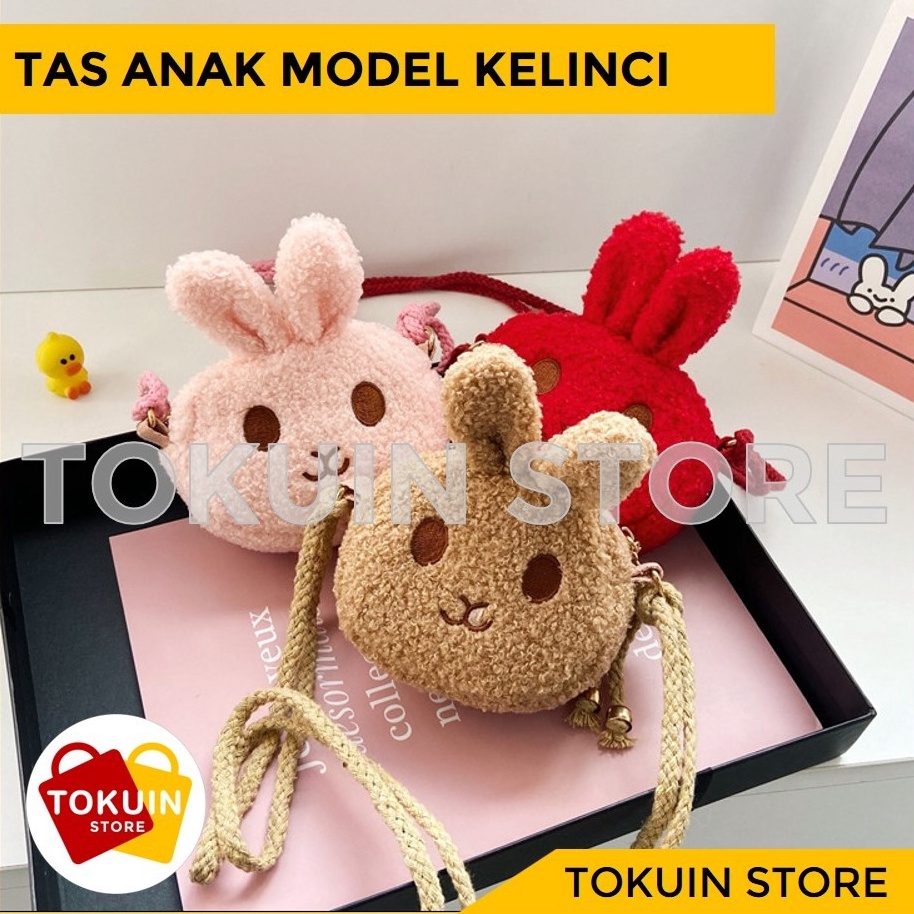 KODE T64F Tas Anak Bulu Tas Dompet Mini Unik Karakter Kelinci Tas Selempang Anak