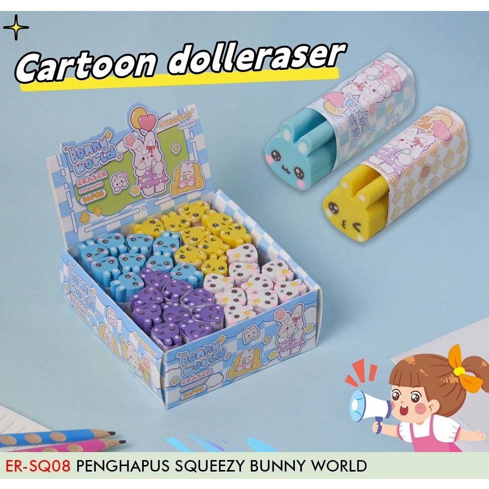 

Penghapus Eraser Bentuk Karakter unik dan lucu Bunny Box isi 36 pcs o P4U2