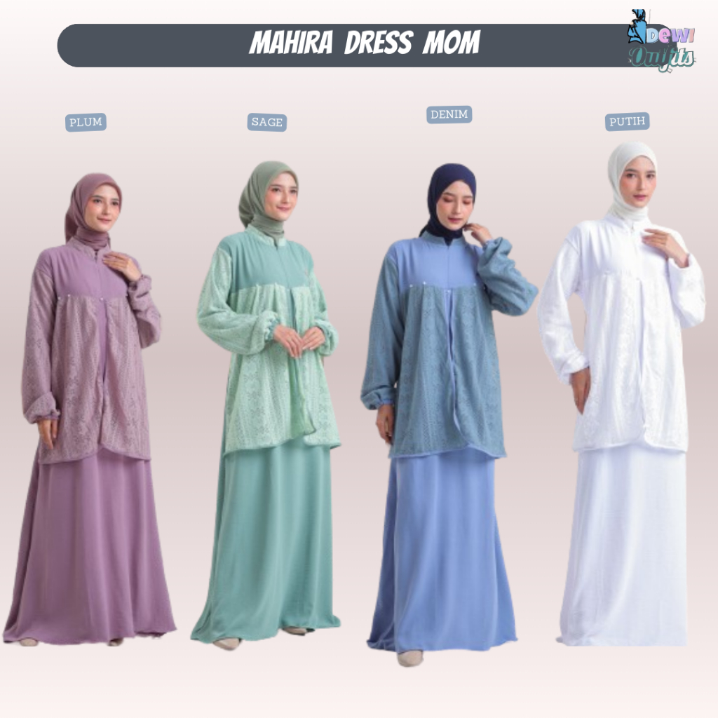 HARGA PROMO MAHIRA Dress Baju Muslim Wanita Terbaru Gamis Putih Brukat Malika Jumbo Jubah Wanita Baj