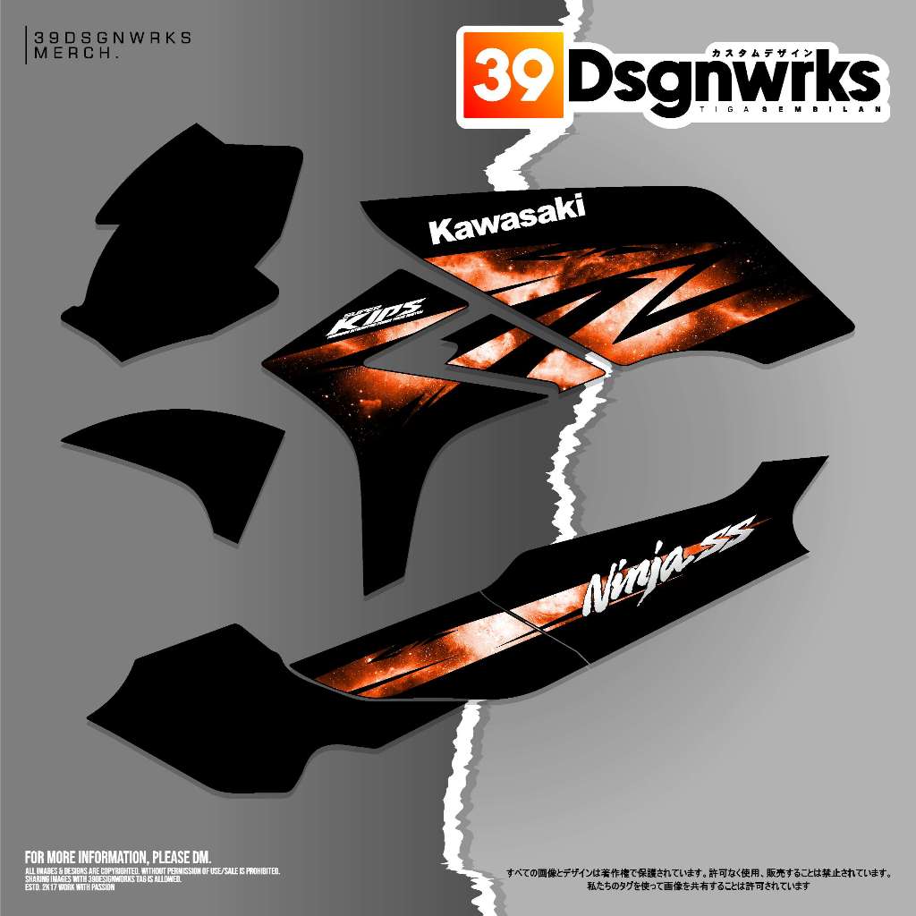 STIKER STRIPING MOTOR CUSTOM Kawasaki Ninja 150 R SS Motif Custom GALAXY Orange Version V2