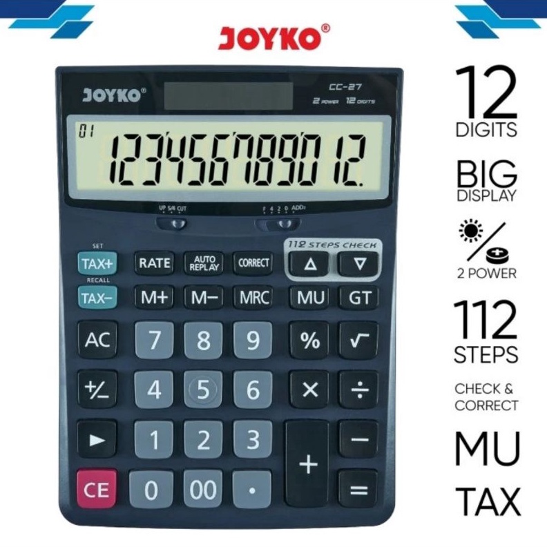 

UNIK Kalkulator JOYKO CC 27 12 Digit Calculator Big Display CC27 Anti Slip