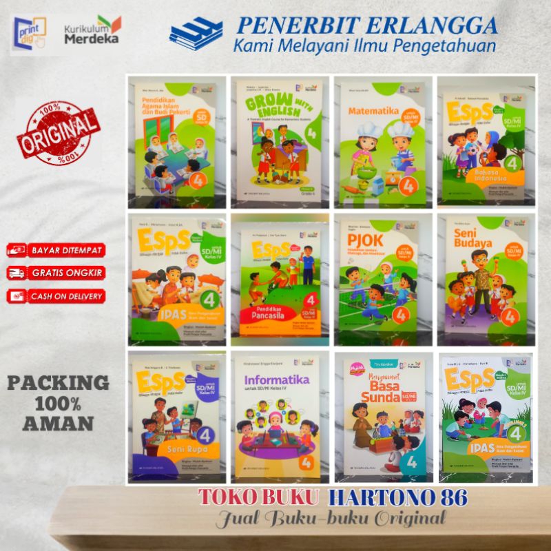 Buku paket siswa Kelas 4 SD/MI Matematika Bahasa indonesia Bahasa inggris PAI IPAS PKN informatika P