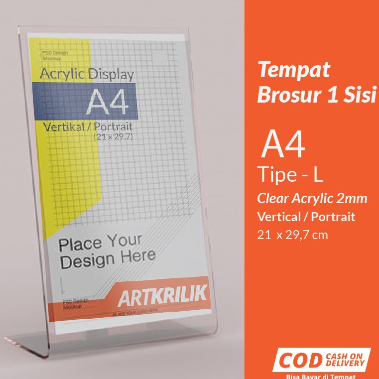 

TEMPAT BROSUR TENT HOLDER TENT CARD AKRILIK DISPLAY A4 MODEL L b W2X4