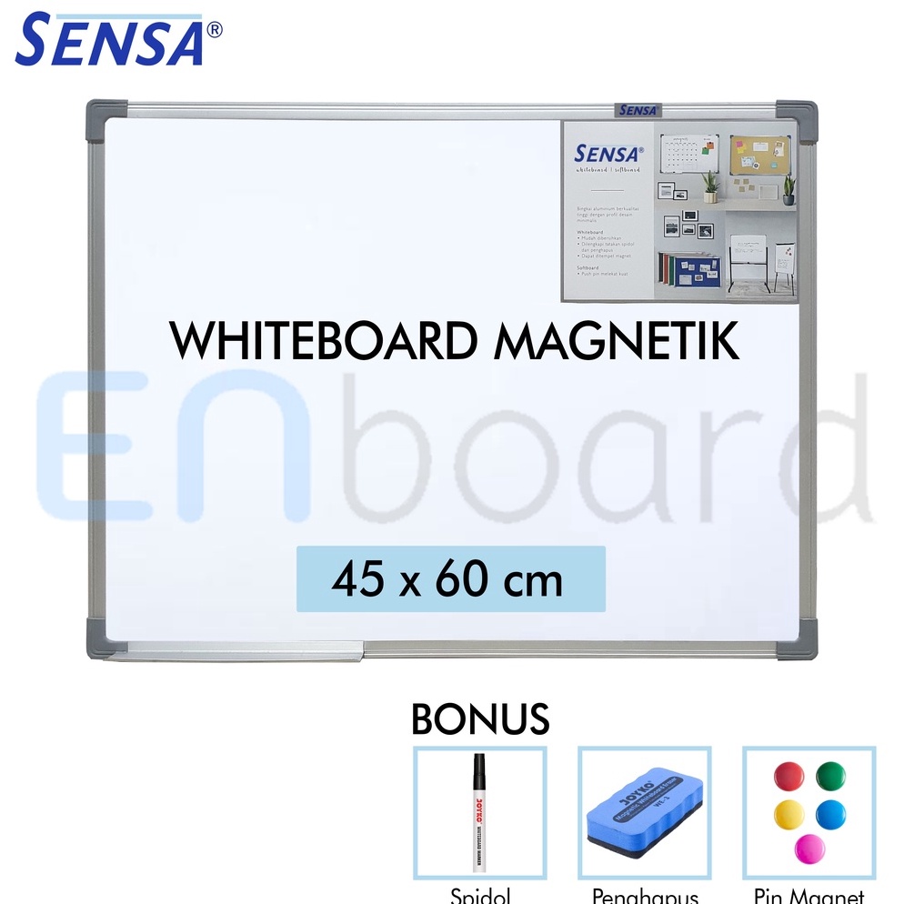 

Papan Tulis Whiteboard White Board Gantung Magnet Single Face Sensa 45 x 6 cm r Z2M2