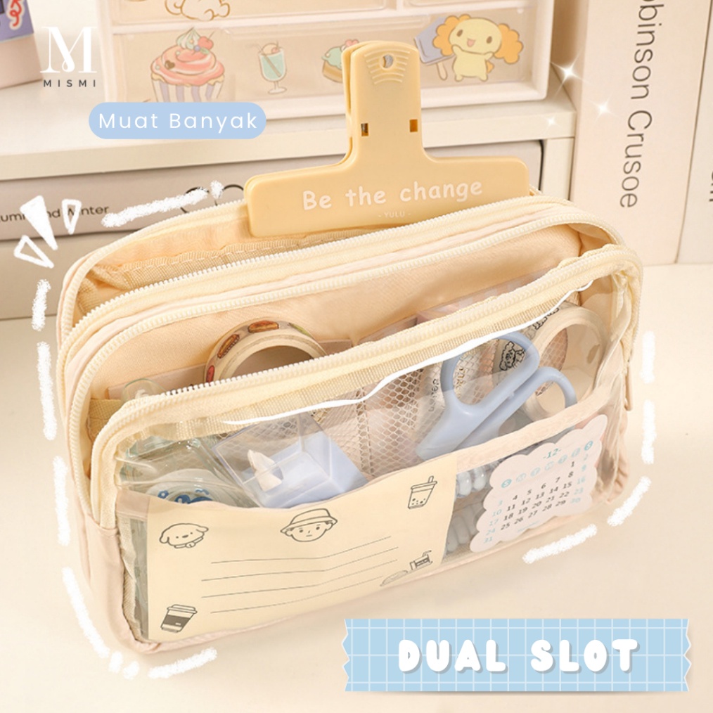 

DAHSYAT Mismi Hema Pencil Case Dual Slot Kapasitas Besar Tempat Pensil Sekolah Stylish PC5H