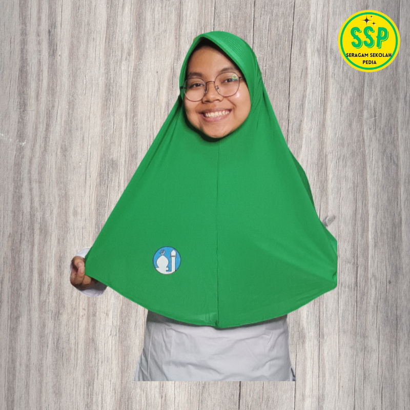 bergo al azhar /Jilbab instan sd al azhar warna hijau pakai logo