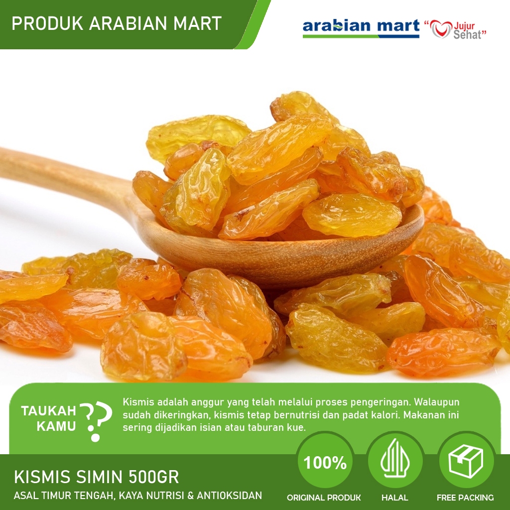 

Kismis Simin Raisin Asam Manis 500 gram Kismis Arab Kemasan Pouch Cemilan Enak dan Murah Oleh Oleh Haji dan Umroh