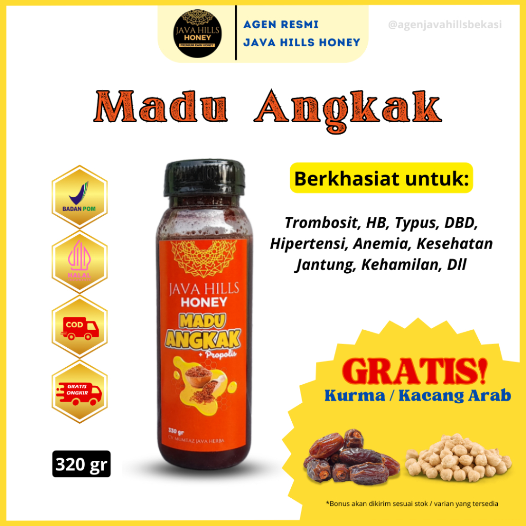 

Madu Angkak Java Hills Honey - Madu Angkak Plus Propolis - Penambah Trombosit