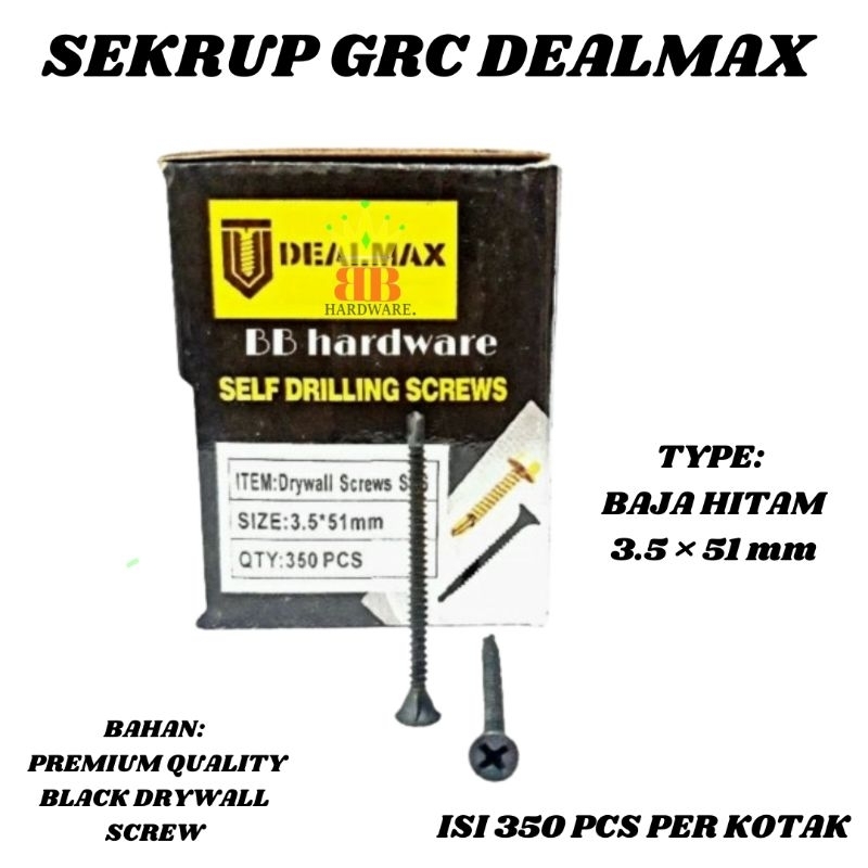 SEKRUP GRC DEALMAX BAJA HITAM 3.5 x 51 MM ISI 350 PCS